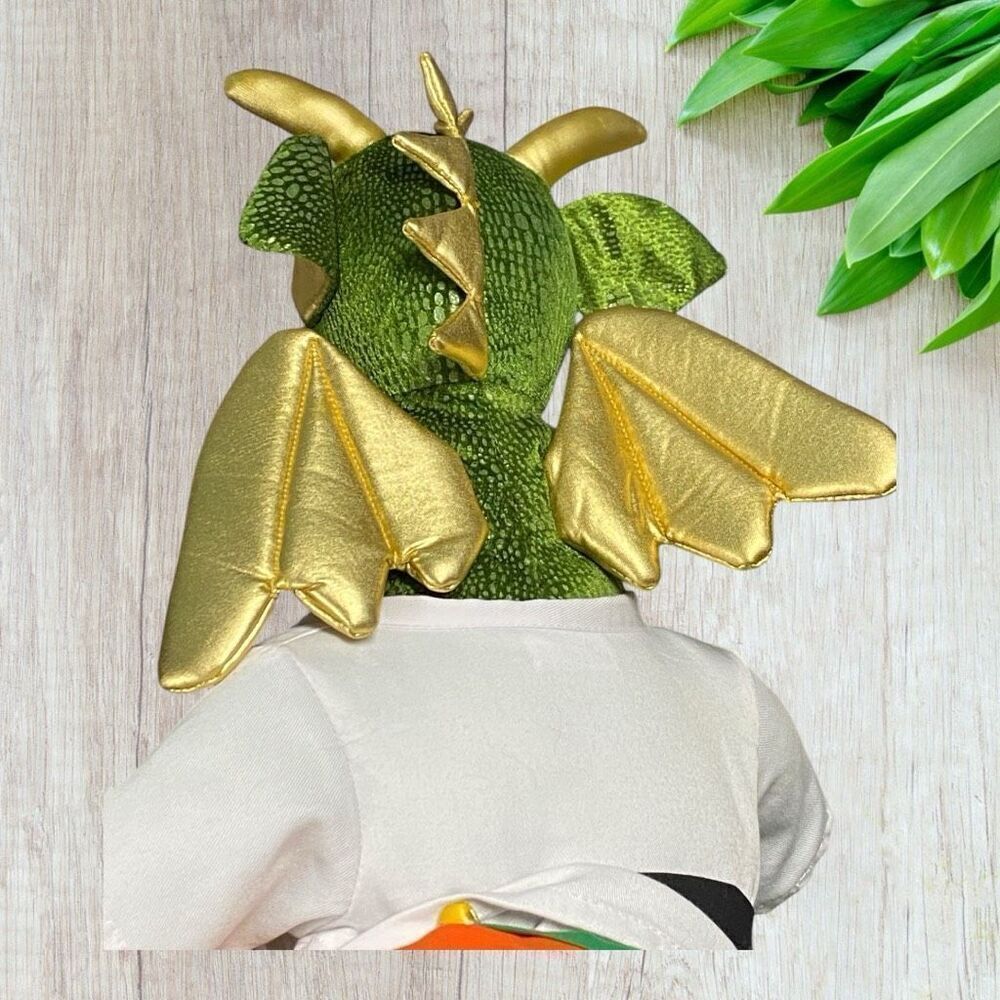 Build A Bear BAB FIRE BREATHING Large 20” Green Dragon Plush KUNG FU KARATE BELT - Picture 8 of 9